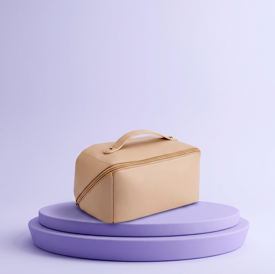 Travel Makeup Organizer Bag — Waterproof PU Leather