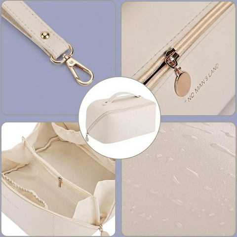 Travel Makeup Organizer Bag — Waterproof PU Leather