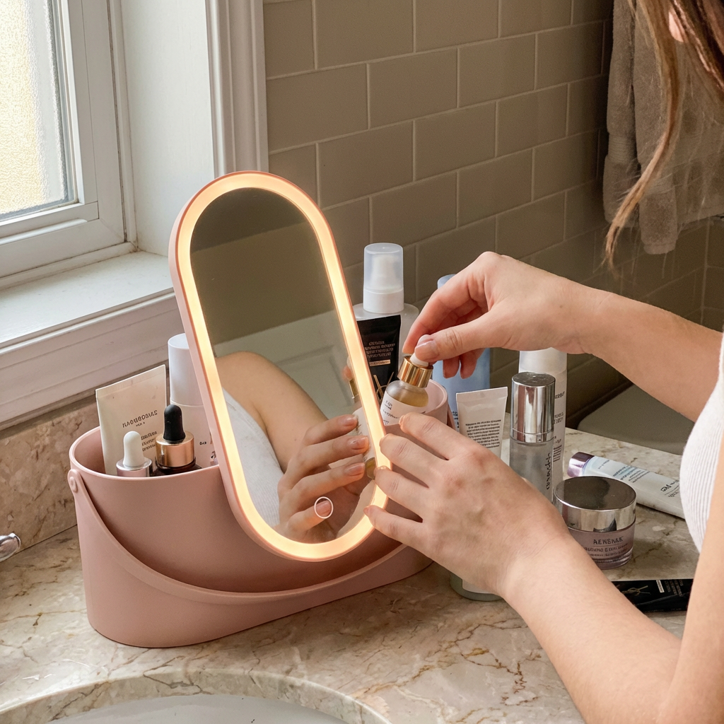 LED Makeup Mirror with Storage