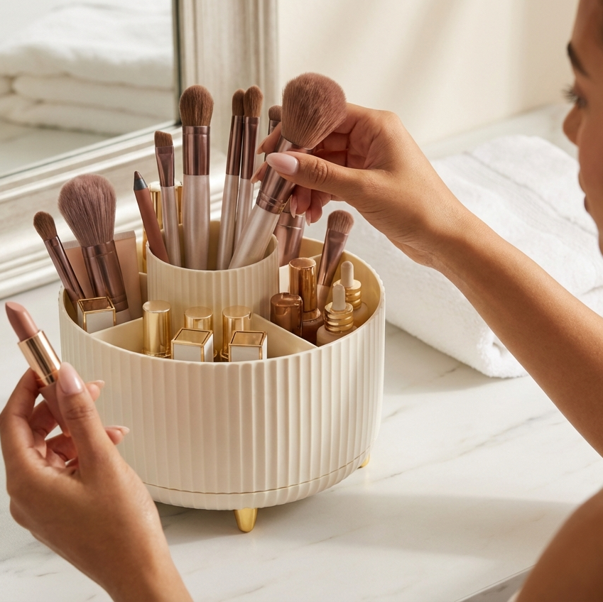 Rotating Makeup Brush Organizer