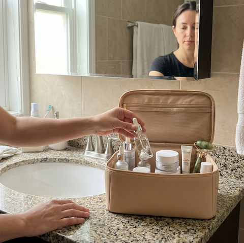 Travel Makeup Organizer Bag — Waterproof PU Leather